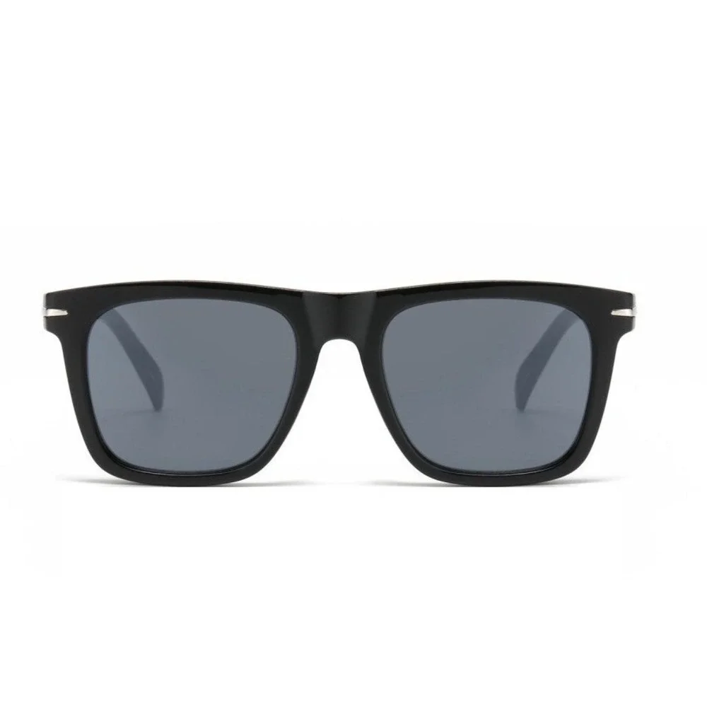 Square Sunglasses Black Frame‎ Gold Accent Black Lens Fashion Shades Street Wear
